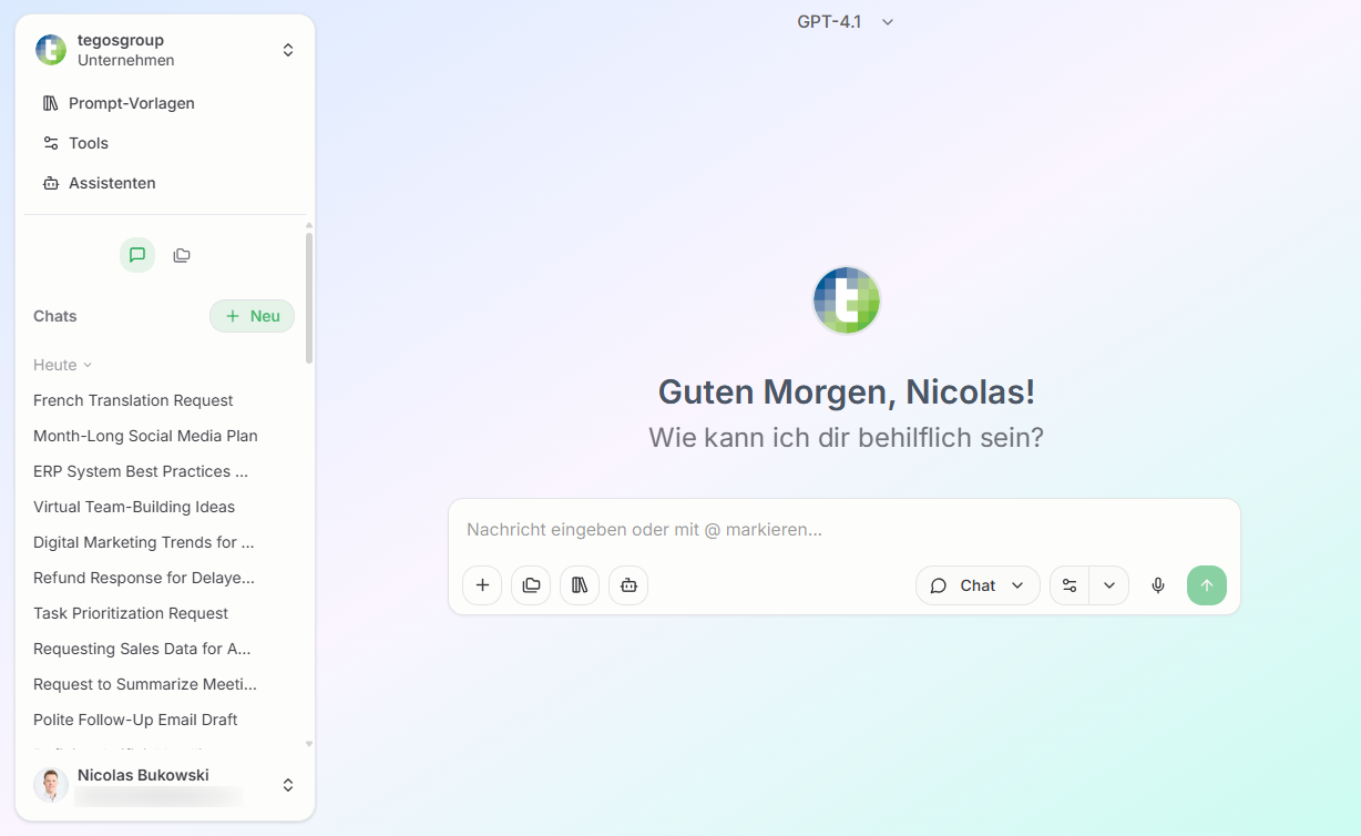Chat-Oberfläche Vorschau